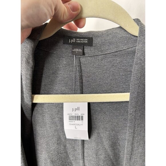 J. Jill Wearever Long Sleeve Gray Long Line Cardigan Size Large NWT New - Picture 7 of 9